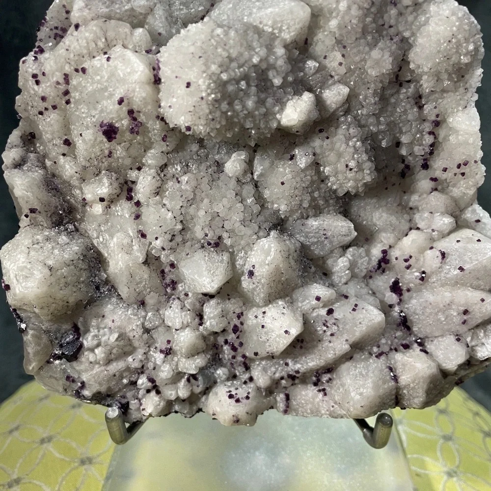 XL CANDLE QUARTZ CLUSTER 6”x5”x3”thick GORGEOUS GREY W- PURPLE “SPARKLES” - Picture 8 of 9